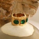 Green & Gold / 7 / 1 Piece Classic Series Retro Cross Stainless Steel  Gold Color Zircon Women's Rings Picture5